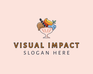 Ice Cream Sundae Dessert  Logo