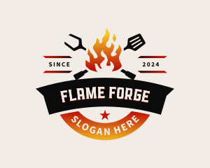  BBQ Flame Grill logo design