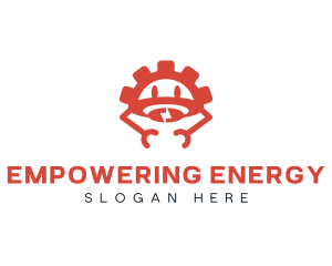 Gear Robot Lightning Energy logo design