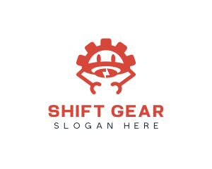 Gear Robot Lightning Energy logo design