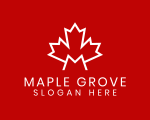 Red Canadian Maple Letter M logo design