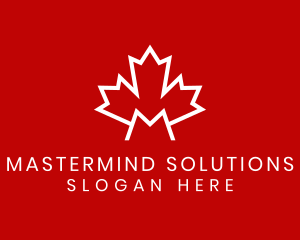 Red Canadian Maple Letter M logo design