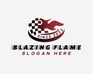 Flaming Racing Flag logo design