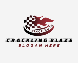 Flaming Racing Flag logo design