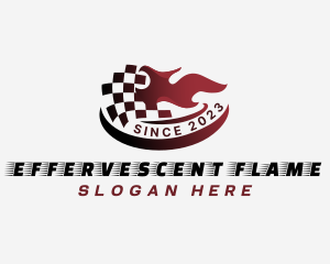 Flaming Racing Flag logo design