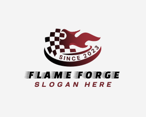 Flaming Racing Flag logo design