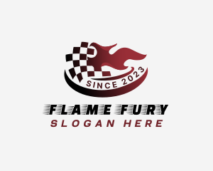 Flaming Racing Flag logo design