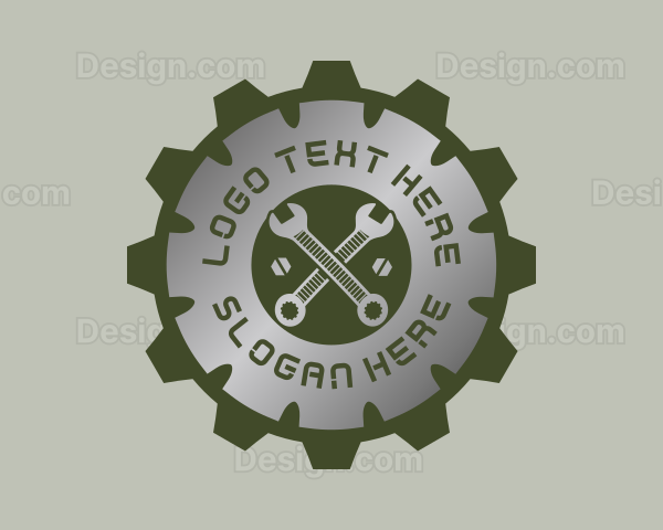 Metallic Gear Wrench Mechanic Logo