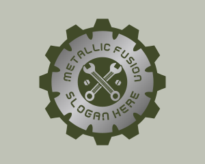 Metallic Gear Wrench Mechanic logo design