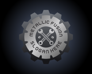 Metallic Gear Wrench Mechanic logo design