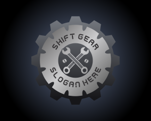 Metallic Gear Wrench Mechanic logo design