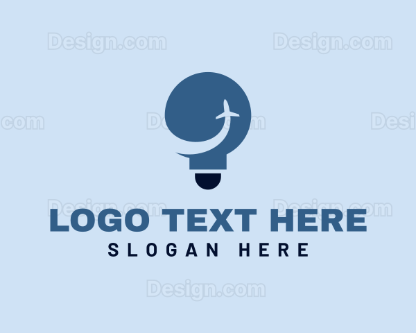 Light Bulb Airplane Travel Logo