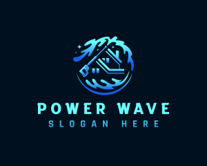 Power Wash Water Wave logo design