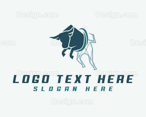 Bull Swoosh Wireframe Logo