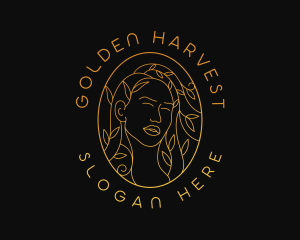 Aesthetic Golden Lady logo design