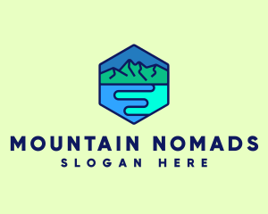 Mountain River Scene logo design