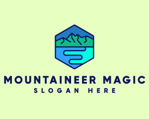 Mountain River Scene logo design