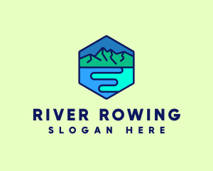 Mountain River Scene logo design