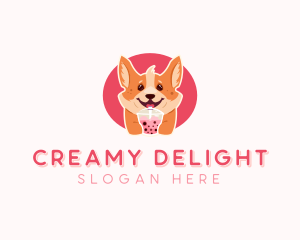 Corgi Dog Milkshake logo design