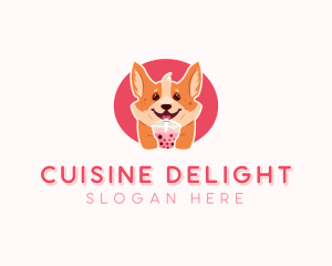 Corgi Dog Milkshake logo design