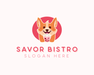 Corgi Dog Milkshake logo design