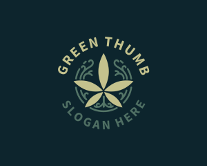 Weed Cannabis Circle Line  logo design