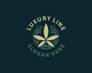 Weed Cannabis Circle Line  logo design