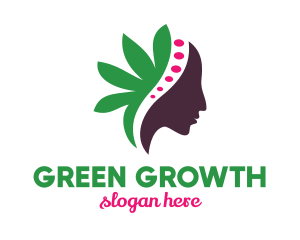 Green Leaf Female logo design