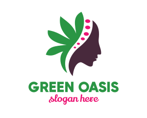 Green Leaf Female logo design