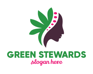 Green Leaf Female logo design