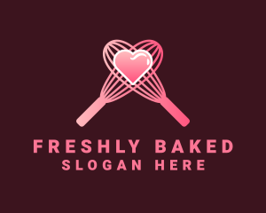 Pink Heart Whisk logo design