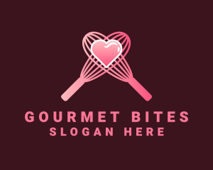 Pink Heart Whisk logo design