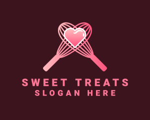 Pink Heart Whisk logo design