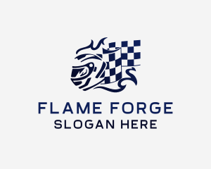 Helmet Flaming Flag logo design