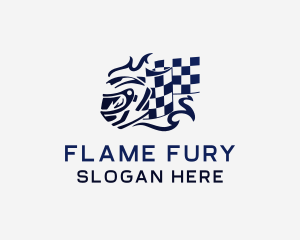 Helmet Flaming Flag logo design