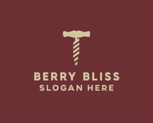 Brown Wine Corkscrew  logo design