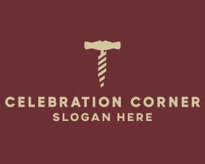 Brown Wine Corkscrew  logo design