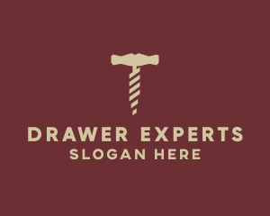 Brown Wine Corkscrew  logo design