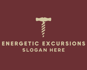 Brown Wine Corkscrew  logo design