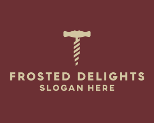 Brown Wine Corkscrew  logo design