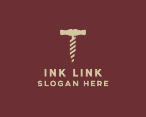 Brown Wine Corkscrew  logo design