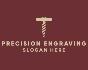 Brown Wine Corkscrew  logo design