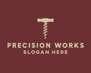 Brown Wine Corkscrew  logo design