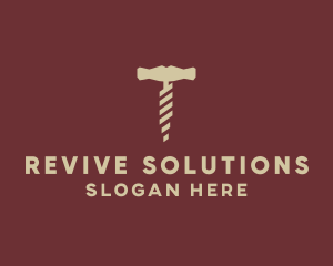 Brown Wine Corkscrew  logo design