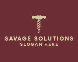 Brown Wine Corkscrew  logo design