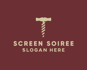 Brown Wine Corkscrew  logo design