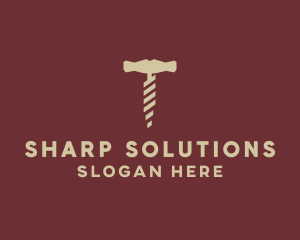 Brown Wine Corkscrew  logo design