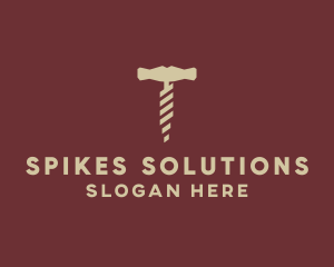 Brown Wine Corkscrew  logo design