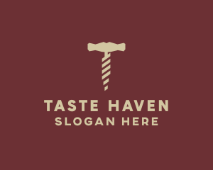Brown Wine Corkscrew  logo design