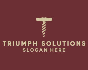 Brown Wine Corkscrew  logo design